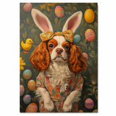 Spring Charm: Cavalier King Charles Spaniel Dressed for the Season on Premium Canvas Wrap, Framed Print, or Rolled Artwork